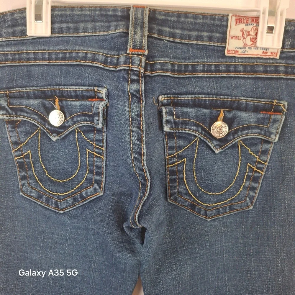 True Religion Joey Flare Jeans Medium Wash Twisted Seam Y2K Womens Size 29 USA - Picture 5 of 8
